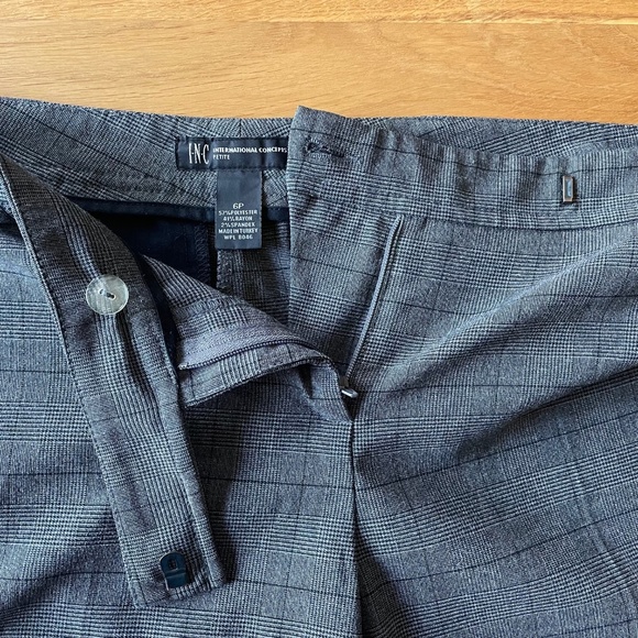 INC International Concepts Cropped Pants - Glen Plaid - Black/Gray - 6P - Picture 4 of 9